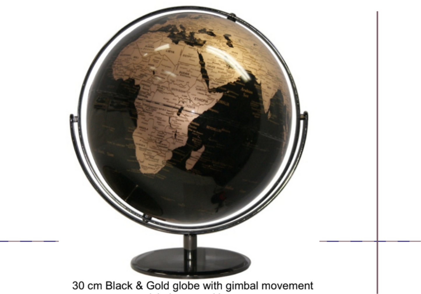 30cm Black and Gold Ocean Globe - PREORDER ONLY