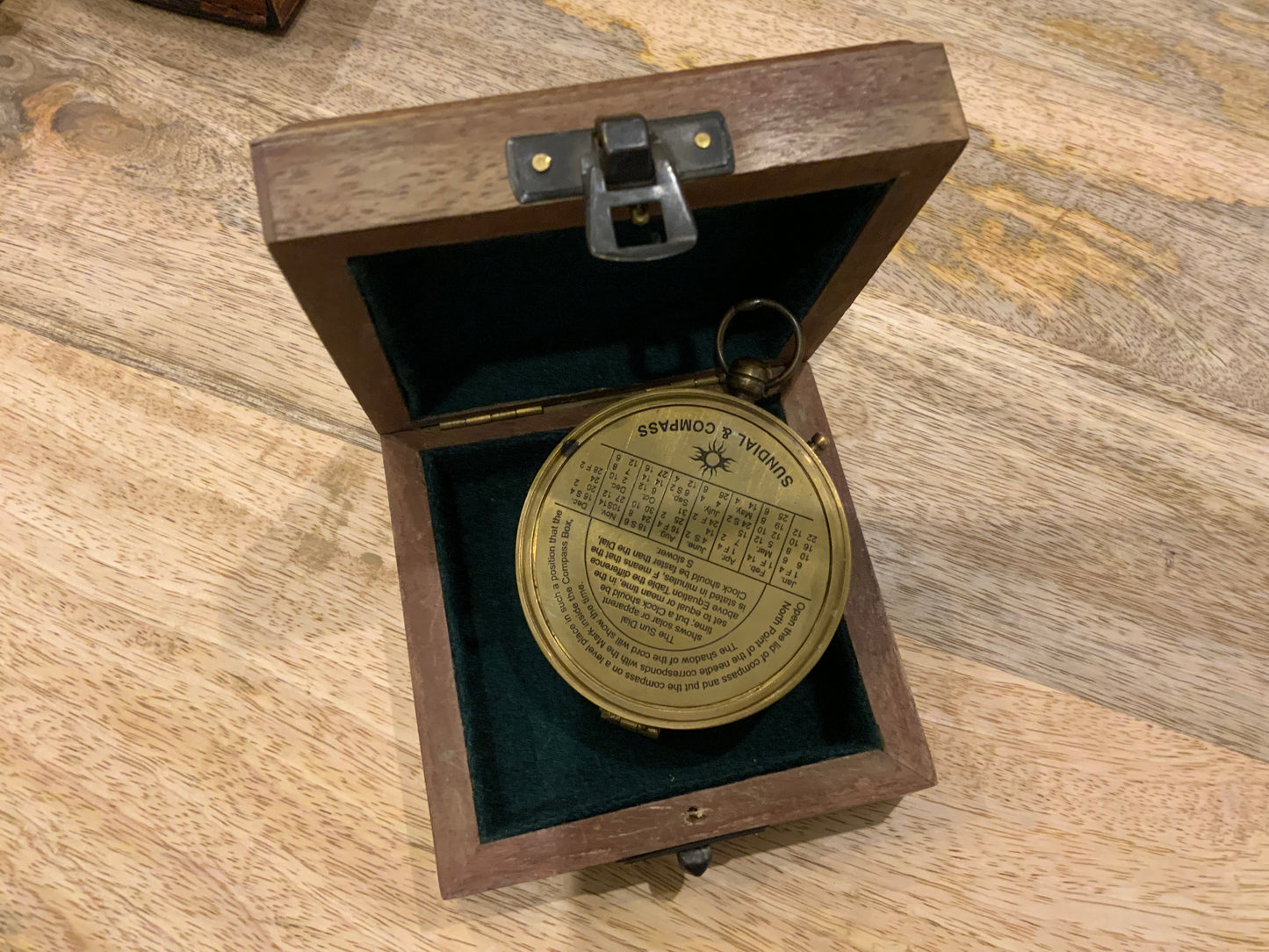 One Penny Large Sundial & Compass in a Wooden Box